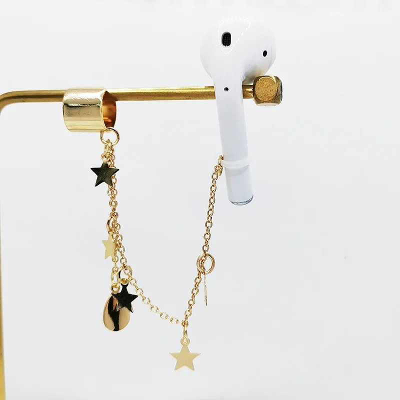 Fashion For Airpods Anti-Lost Chains Earphone Holder Clip Earrings For Women Star Charm Wireless Headphones Earrings image 4