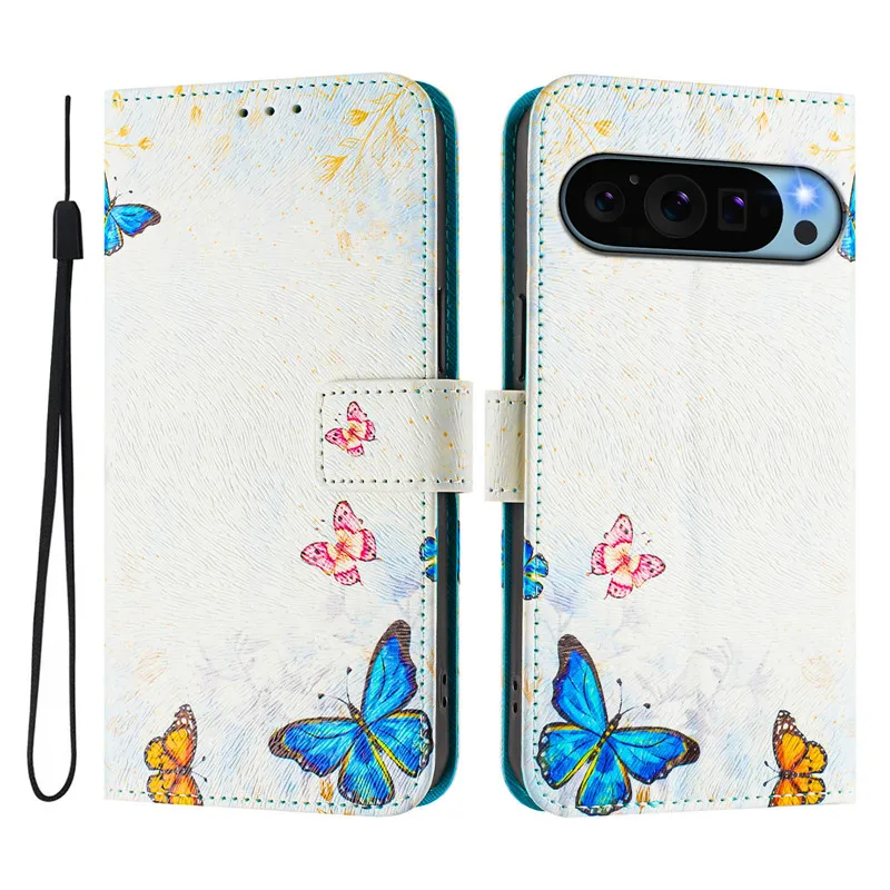 Retro Flower Design Wallet Leather Case For Google Pixel 9A 9 Pixel9 Pro XL 5G GTF7P GXQ96 Coque Magnetic Flip Cover Phone Bags #3