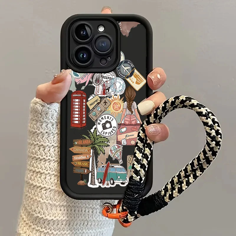 Reise-Flugzeug-Print Hängegurt Weiche Handyhülle für Samsung Galaxy Note 20 S24 S25 S26 Plus S24 S23 FE S23 S24 S25 Ultra A56 Cover – Detail 1
