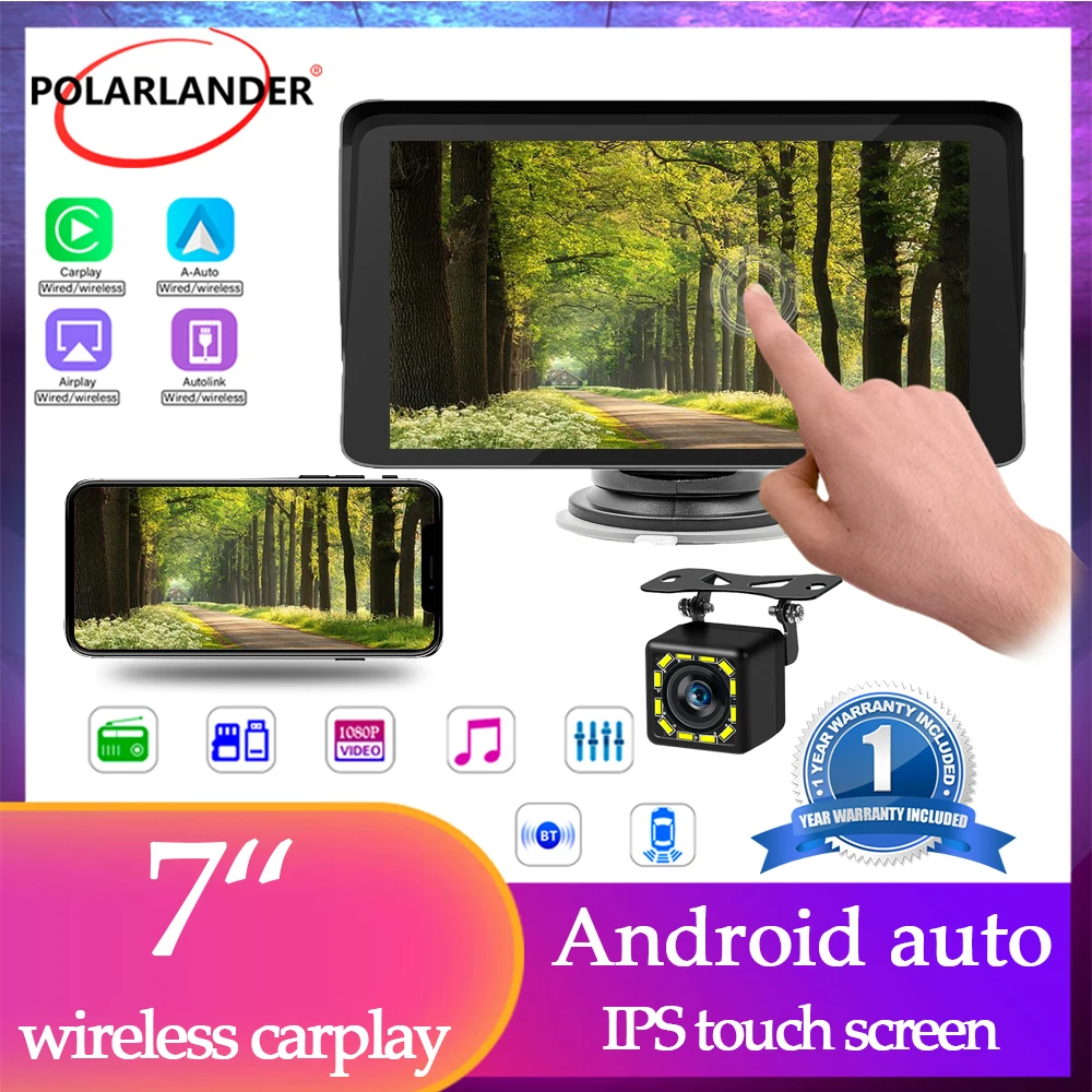 

7 inch Touch Screen Car Multimedia Player Wireless Carplay Android Auto Airplay Portable Monitor Bluetooth Car MP5 Player