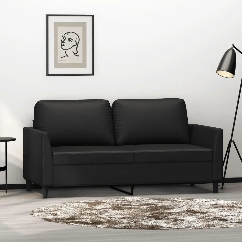 Stylish Black 55.1\ Faux Leather 2-Seater Sofa for Modern Living Room