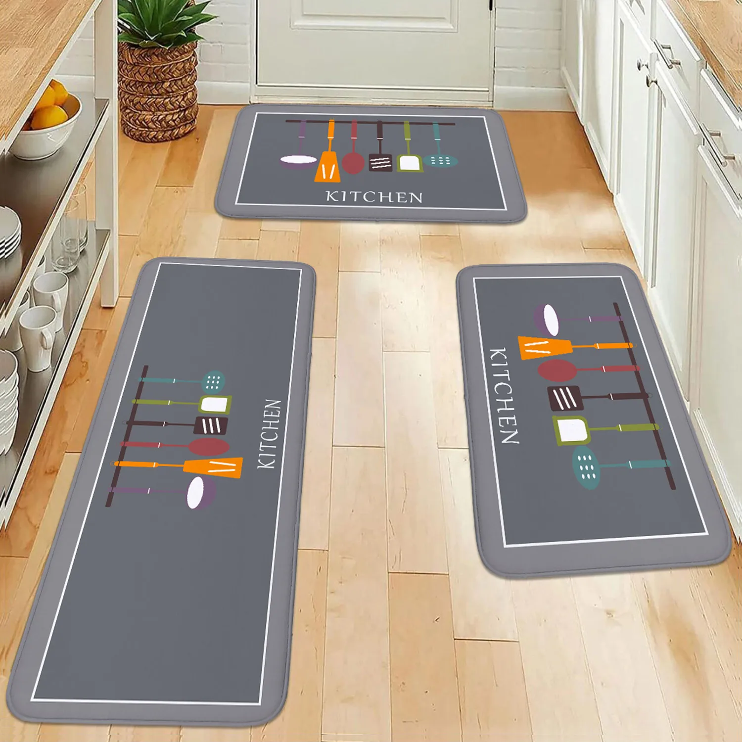 Flannel sponge absorbent mat, kitchen long floor mat, bathroom anti slip, moisture absorbing, machine washable door mat