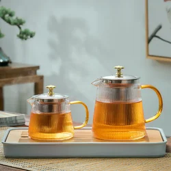 GIANXI Chinese Tea Ceremony Teapot Transparent Glass Flower Teapot Heat-resistant Pu 'er Pot Tea Cup Chinese Kung Fu Tea Set