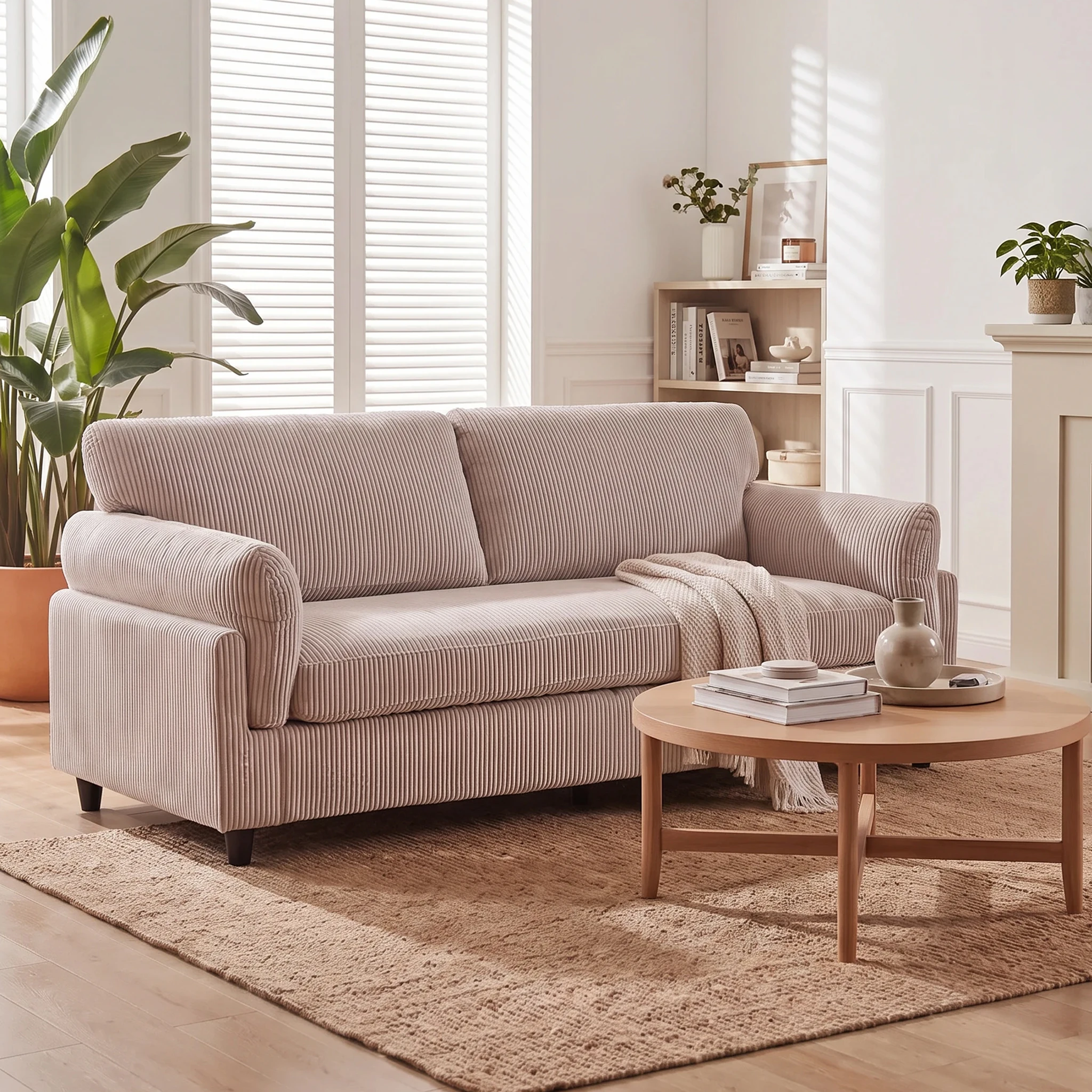 82.6-inch Corduroy Double-seater Sofa a Mid-century Modern Style Double-seat Sofa Suitable For Use in Living Rooms Bedrooms and Apartments