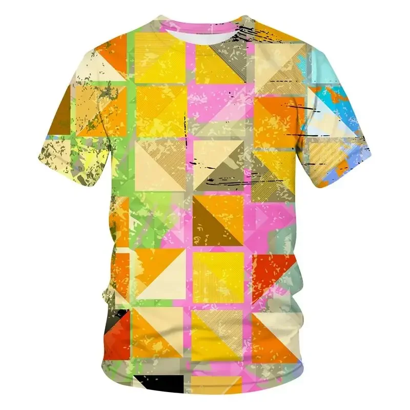 T-shirt da uomo estiva stampata in 3d con linea geometrica t-shirt a maniche corte con scollo a o da uomo stile Hip-Hop Casual di tutti i giorni