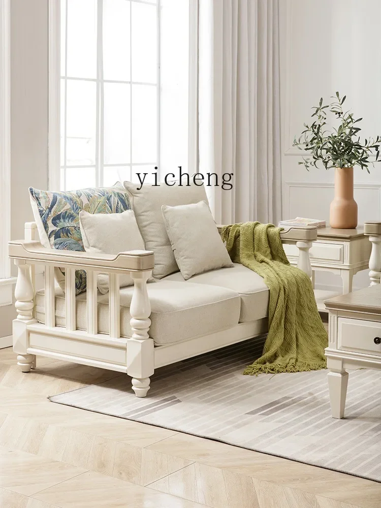 DSA  solid wood sofa fabric combination small beautiful style small apartment living room retro rural full solid wood furniture