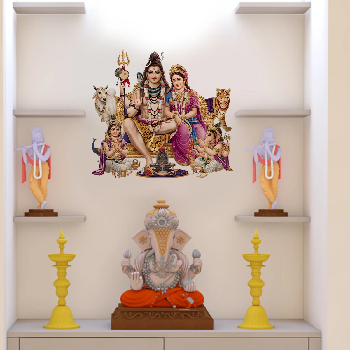 

Rangoli god & God's Large Shiv Darbar Modern Art Pray Wall Sticker Vinyl Decal Bedroom Living Room Home Decor Peel and stick