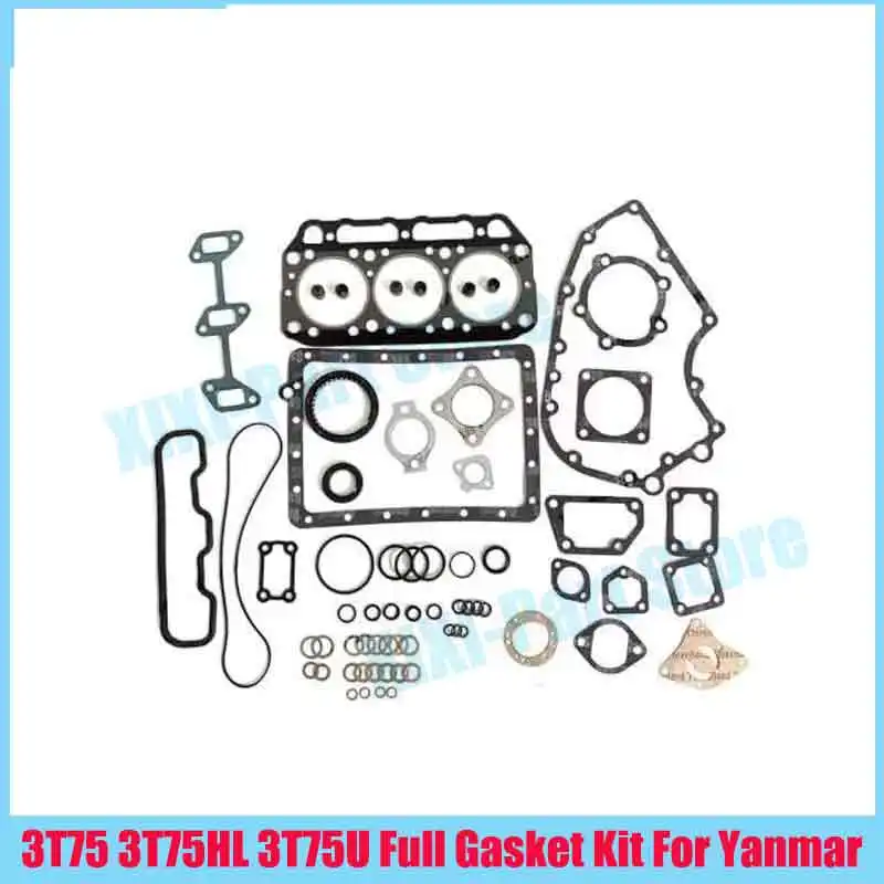 3T75 3T75HL 3T75U Full Gasket Kit For Yanmar WIth Cylinder Head Gasket Tractor Overhaul Rebuild Kit Piston Ring 75*2+2+4mm