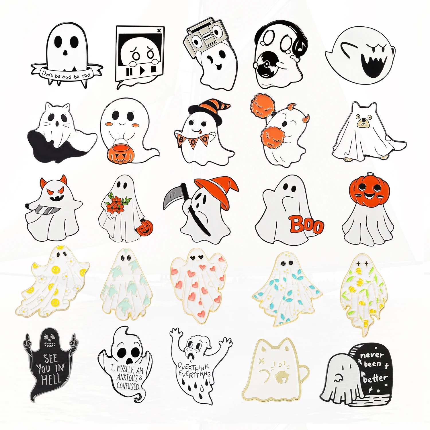 Clothing Accessories Backpack Pin Badge Lapel Brooch Ghost Pin Ghost Cat Pin Halloween Ghost Grave