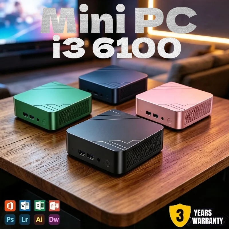 Compact Mini Desktop PC Intel I3-6100, 16GB RAM 2TB SSD Mini Computer for Daily Study Office Light Games