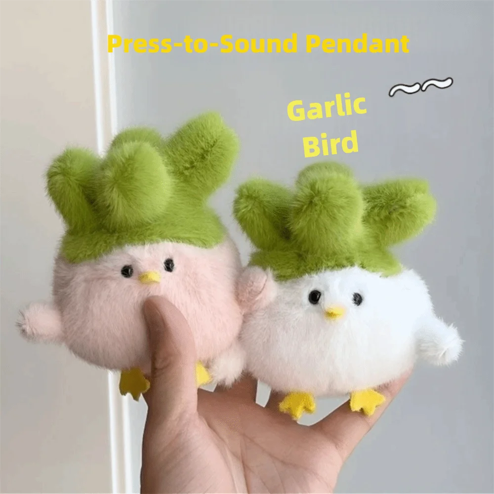 Anime Style 11cm Garlic Bird Pendant Press To Sound Mini Pendants Decoration Cute Soft Keychain Car Key