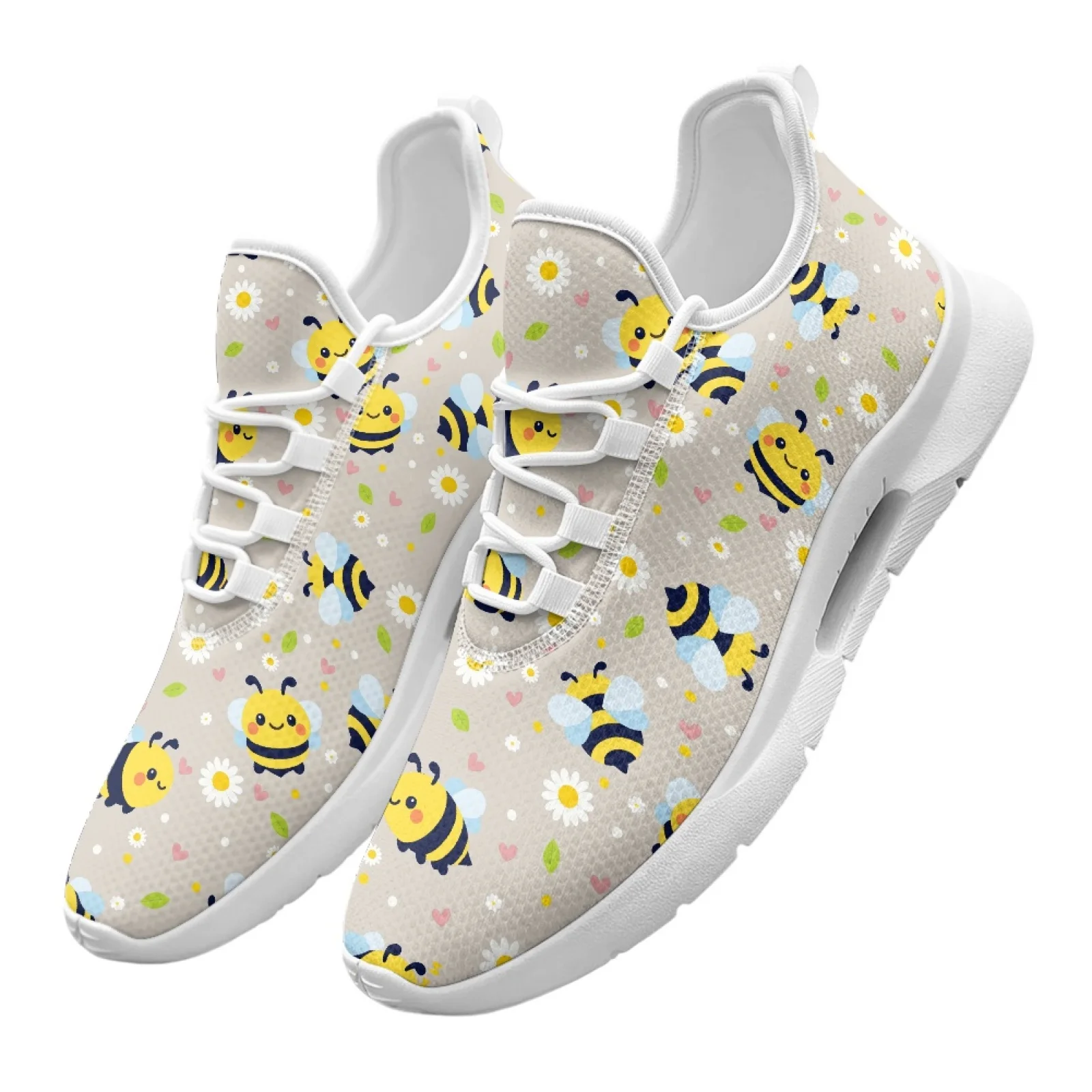XIXIRIMIDO Lace-up Casual Shoes Mens Sneakers Comfortable Mesh Breathable Walking Shoes Women's Lightweight Sneaker Sport Bees