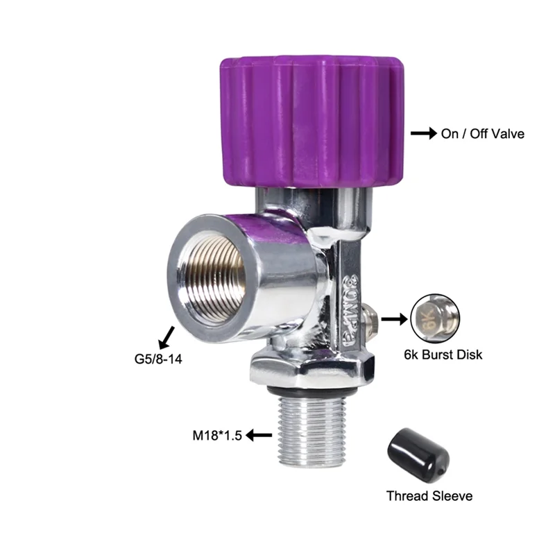 Valvola del serbatoio dell'ossigeno ABXF-Premium ad alta pressione 30MPA con fibra di carbonio e manometro M18x1.5 G5/8
