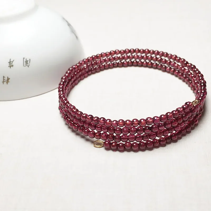 

Natural garnet 2.6mm round beads 3 circle bracelet for women wholesale