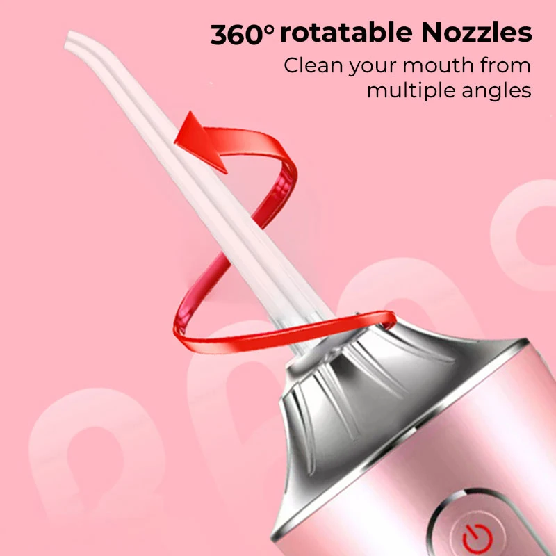 Portable Irrigator Dental Water Jet for Dentistry Tool Teeth Bag Cleaning 360° Rotation Nozzles Oral Water Flosser Pick Device