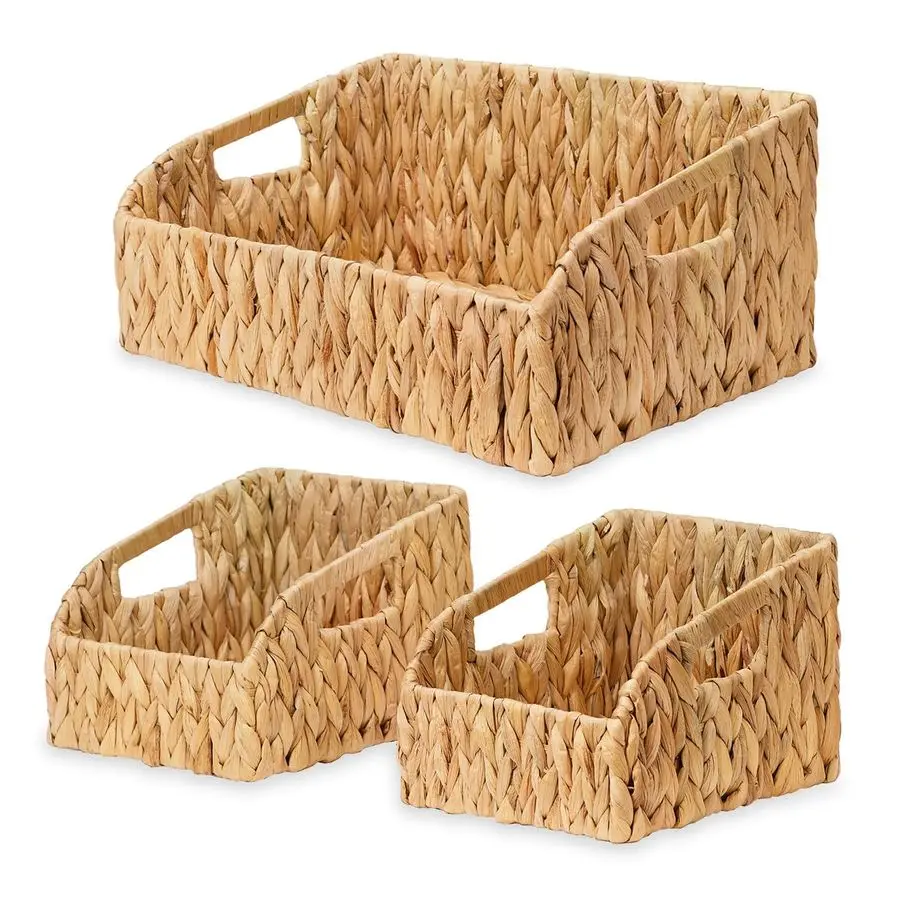 

Organizers and Storage Baskets for Organizing with Handles, Large Wicker Storage Baskets for Shelves, LaundryWater Hyacinth Stor