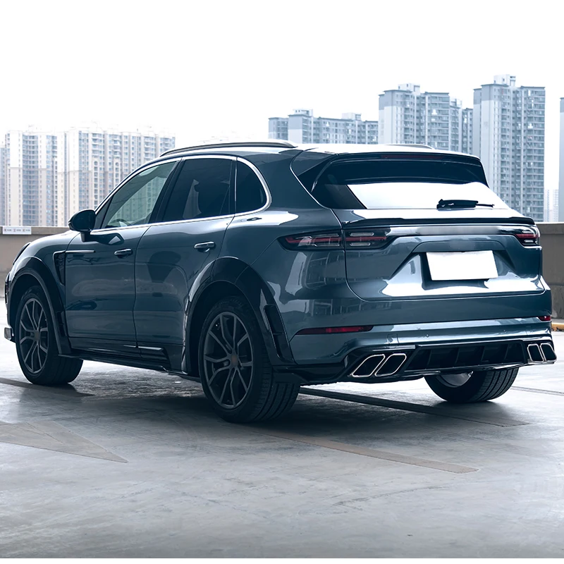 2018-2023 Porsche Cayenne Carbon Fiber Rear Bumper Lip with Fog Light Cut-Outs New Condition Upgrade 9Y0 Lower Guide Rear Lip