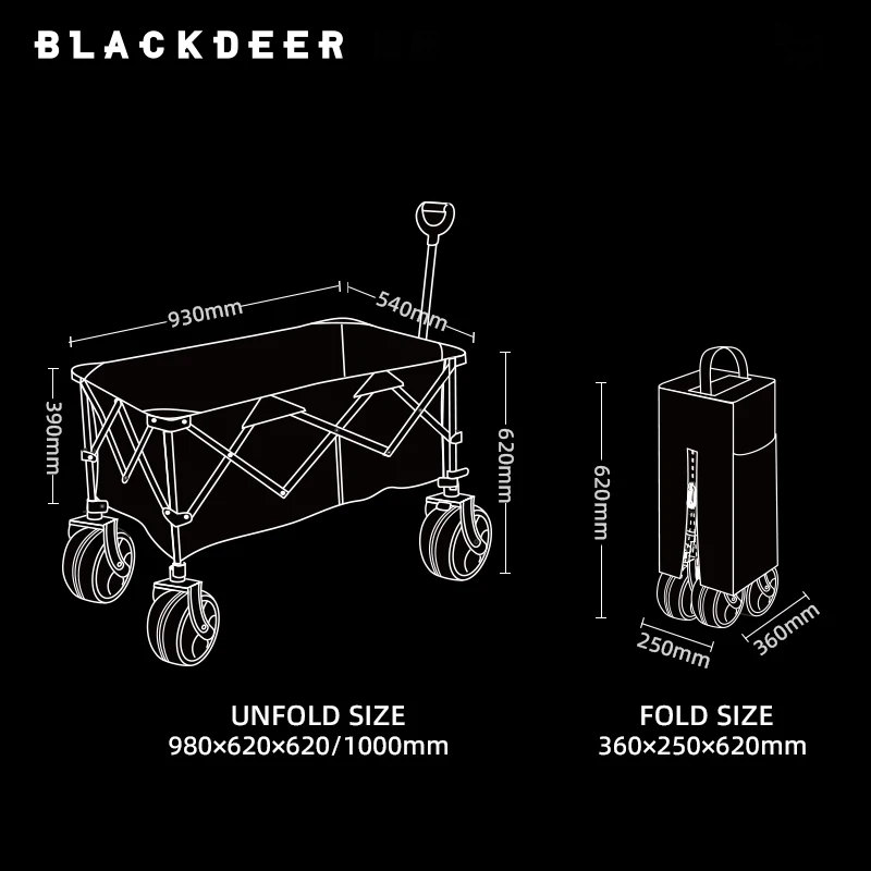 Carrello pieghevole Blackdeer carrello della spesa portatile per auto carrello da Picnic da campeggio staffa per tubi in acciaio carrello portaoggetti multifunzione