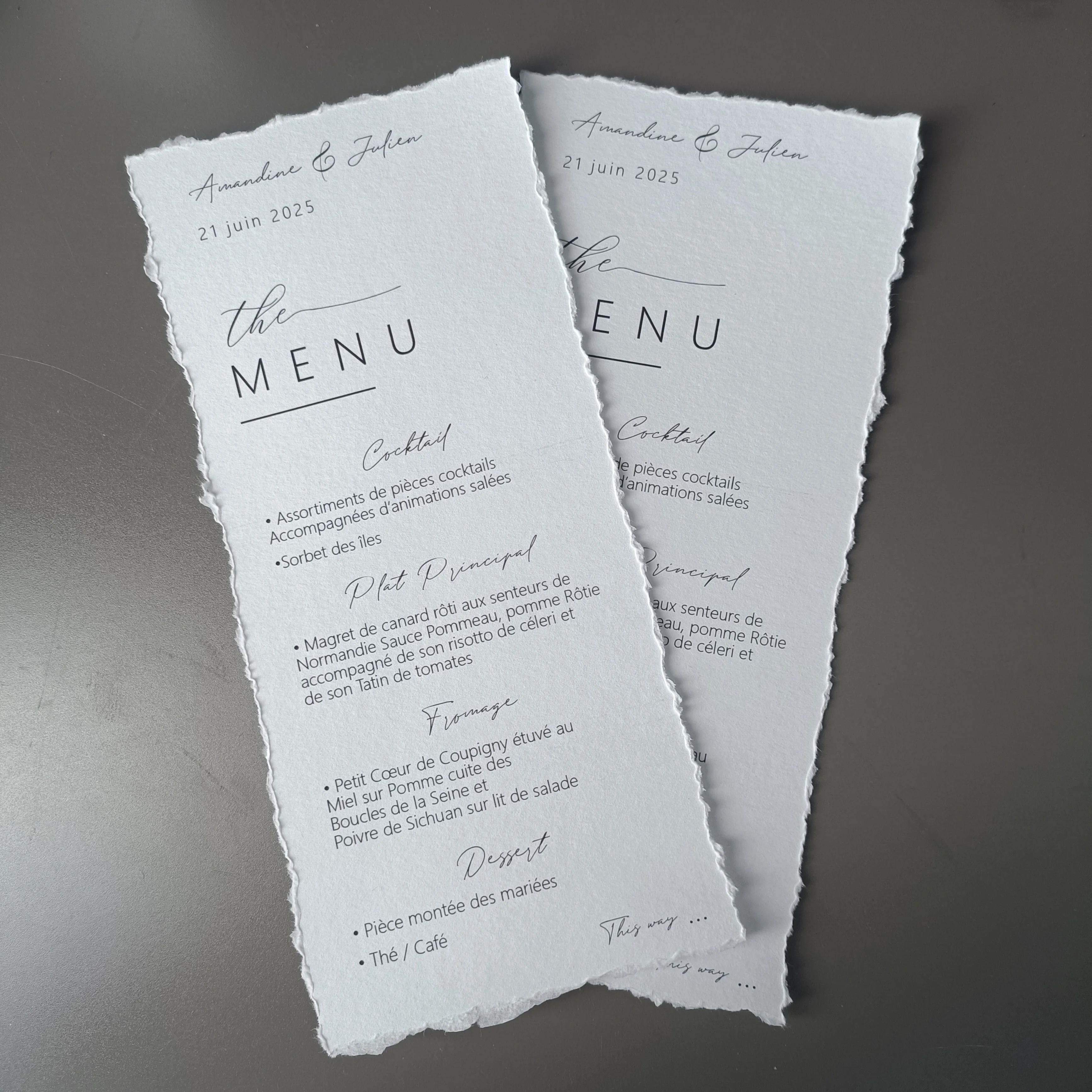 

custom your own word cotton paper thank you cards wedding menu cardhand torn edge, handcrafted edge birthday 120pcs cards
