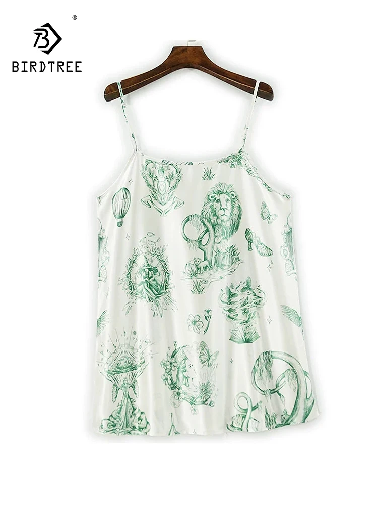 

BirdTree-22MM Silk Elegant Suspender Strap Vest, Women Fashion Print, Versatile Adjustable Slim Sling Top, 2026 Spring T5D629CC