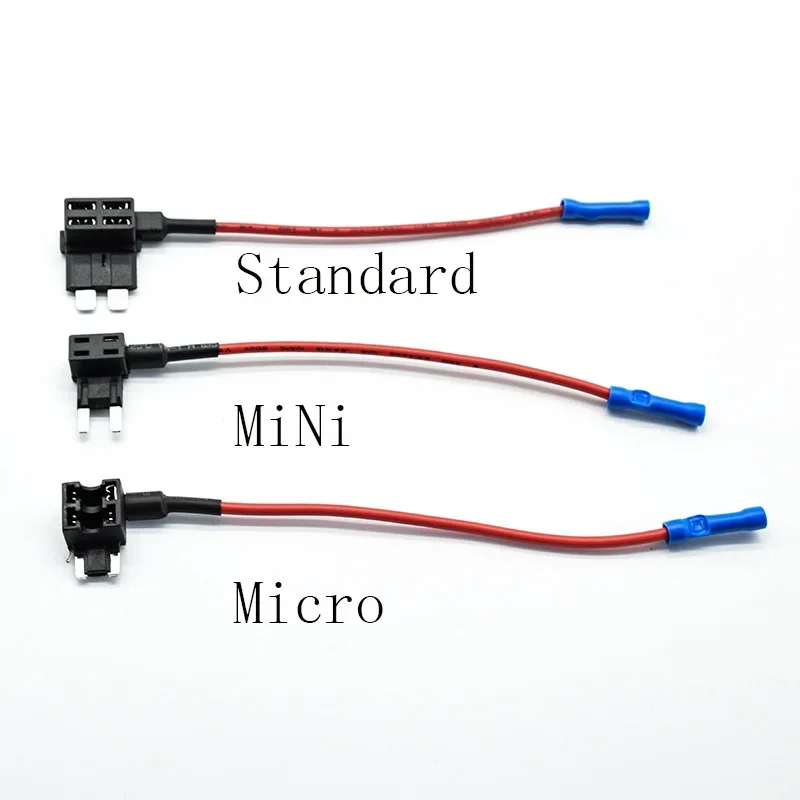 2pcs Micro Mini Standard 12V Fuse Holder Add-a-circuit TAP Adapter  Ford ATM APM Blade Auto Fuse with 10A Blade Car Fuse