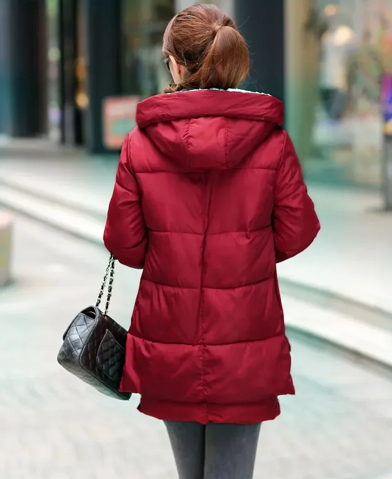 Inverno feminino plus size maxi jaqueta militar parka longo zíper grosso feminino com capuz algodão acolchoado casual casaco quente outerwear f777
