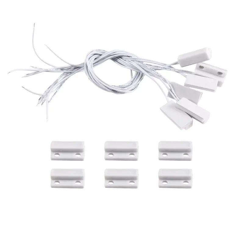 Reliable-Magnetic Switch MC-38 6Pcs For Wired Door Window Sensor For Wired WIFI GSM Home Alarm System Normally Closed Nc,Magneti