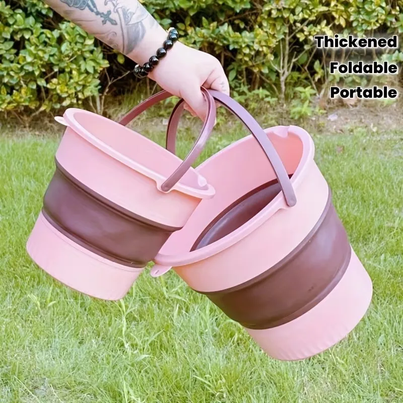 5/10/17L Portable Folding Bucket  Multifunctional Thickened Silicone Bucket for Car Washing and Fishing  Camping Folding Bucket