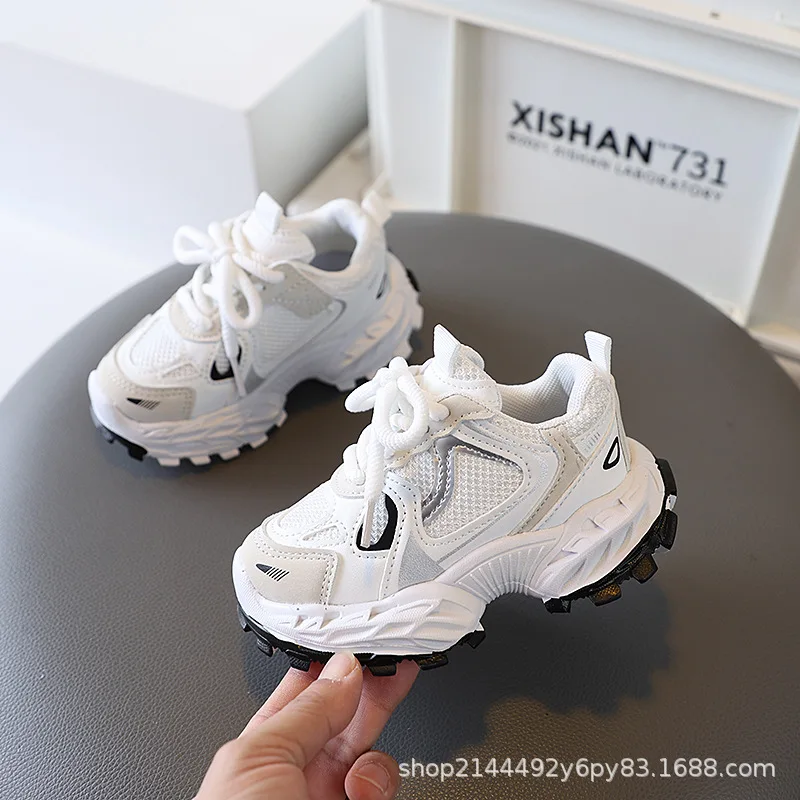 Children Lightweight Soft-Soled Casual Shoes Spring Autumn Breathable Mesh Sports Shoes Boys Girls Non-Slip School Shoes Kids