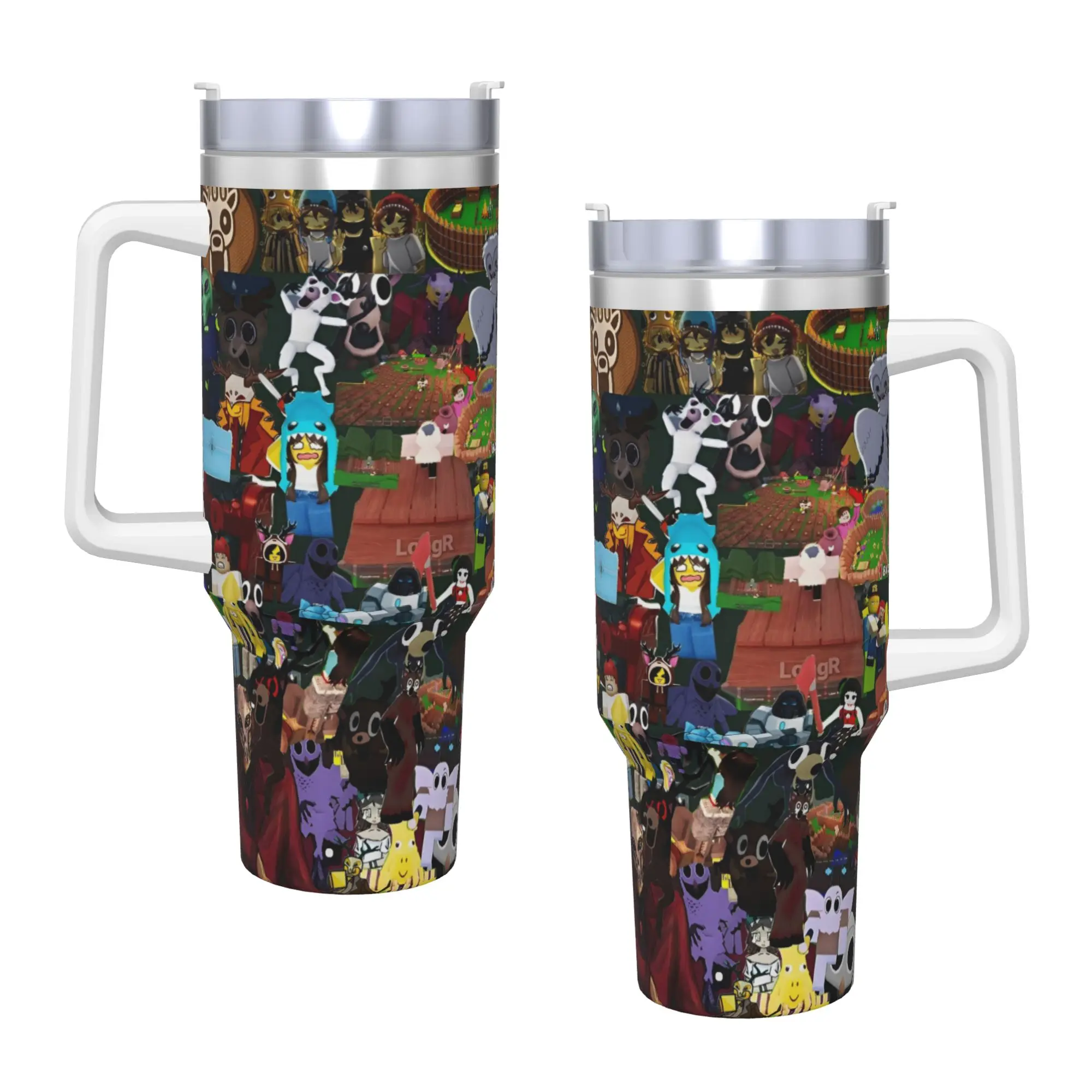 99 ليالًا في لعبة الغابة 17 بهلوان زجاجة مياه للمشروبات الباردة معزولة من الفولاذ المقاوم للصدأ أكواب حرارية مطبوعة كوب أكواب للتخييم