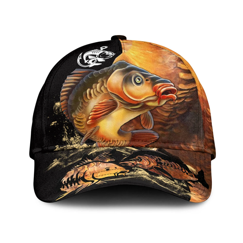 Carp Fish Catfish Trout Fishing Baseball Cap Printed Snapback Hat Men Women Adult Hip Hop Headwear Outdoor Sun Visor