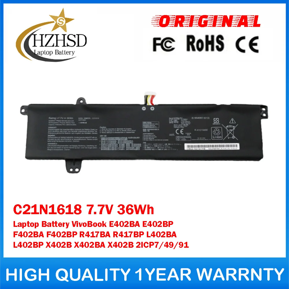 C21N1618 7.7V 36Wh Genuine Original Laptop Battery For ASUS VivoBook E402BA E402BP F402BA F402BP R417BA R417BP L402BA L402BP