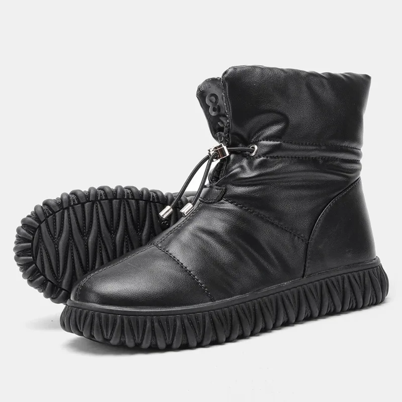Genuine Leather Women Winter Boots Warm Waterproof Bread Boots Natural Leather Snow Boots Ankle for Women - view 5
