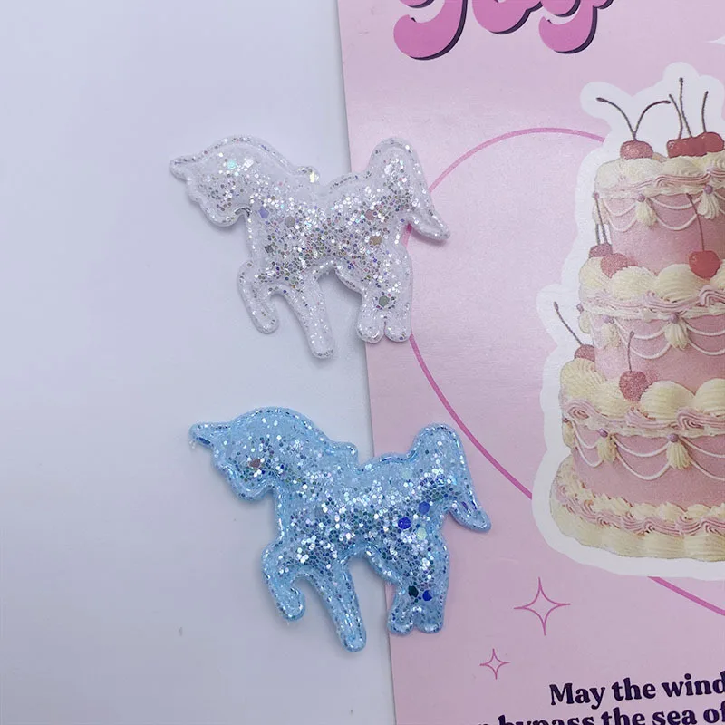 40 Stück 4CM Glitzernde Einhorn-Applikationen zum Aufnähen, DIY Handgemachte Haarspangen & Stoff-Dekorationszubehör – Detail 6