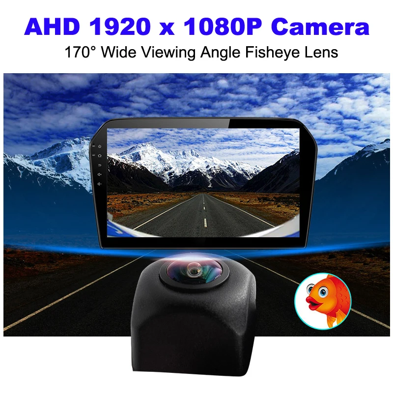 كاميرا الرؤية الخلفية للسيارة اللاسلكية / السلكية AHD 1920x1080P 170 °   عدسة عين السمكة الذهبية عالية الدقة للرؤية الليلية كاميرات أمامية عكسية للسيارة
