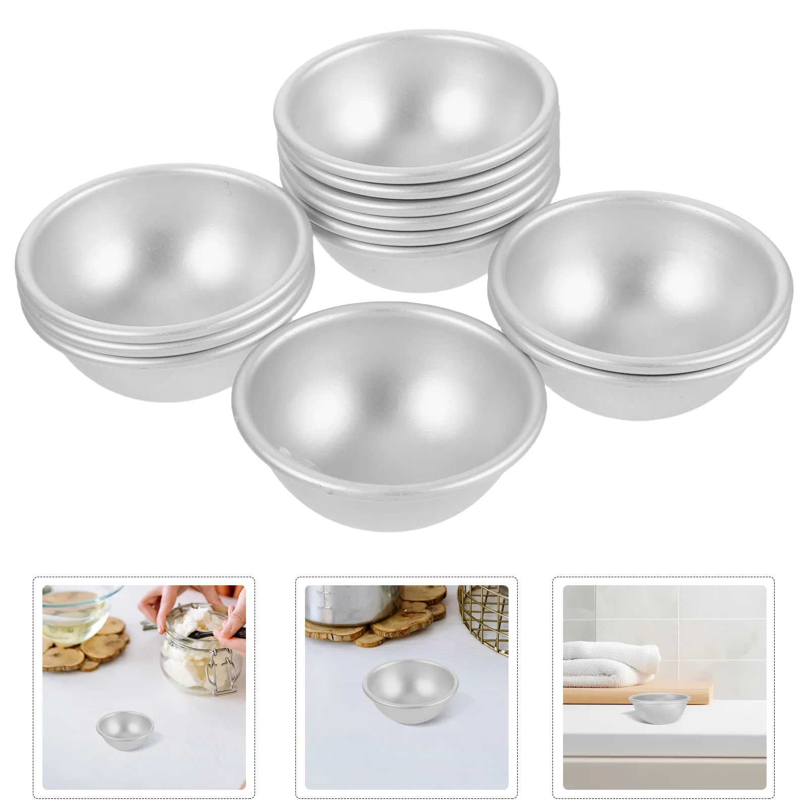 

12 Pcs Ice Makers Aluminum Mold Semi-spherical Semi-sphere Molds Organic Clear Silver