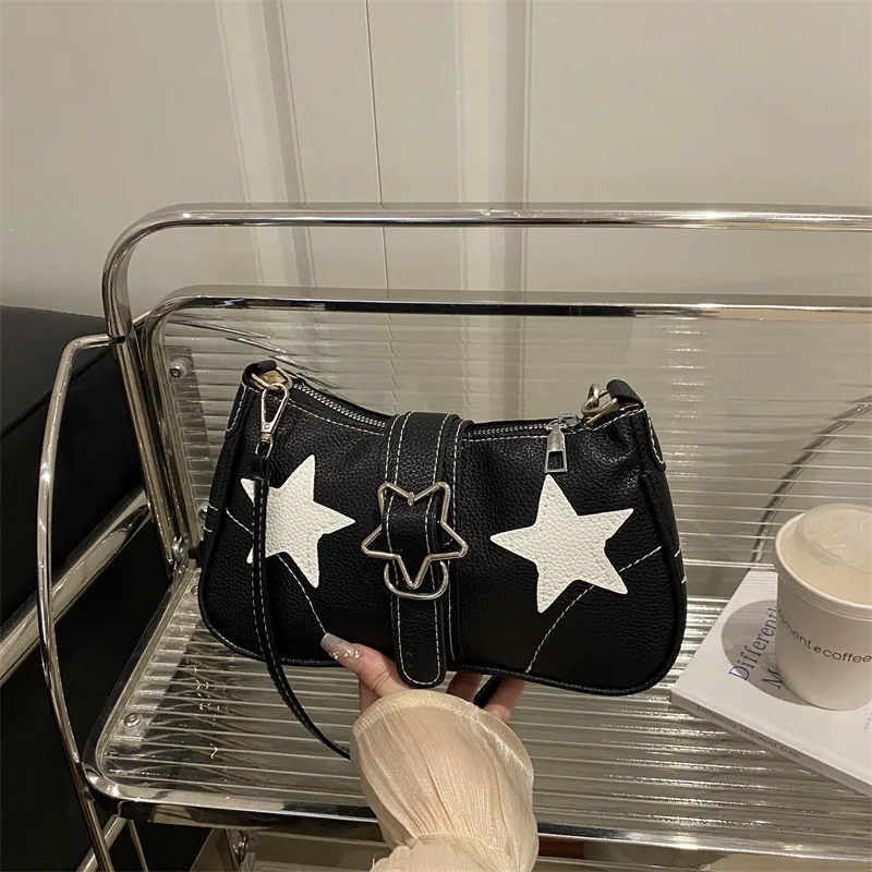 New star-patterned trendy underarm bag high-value fashion handbag unique crescent moon bag Luxury chain bag Sweet Fresh Handbag