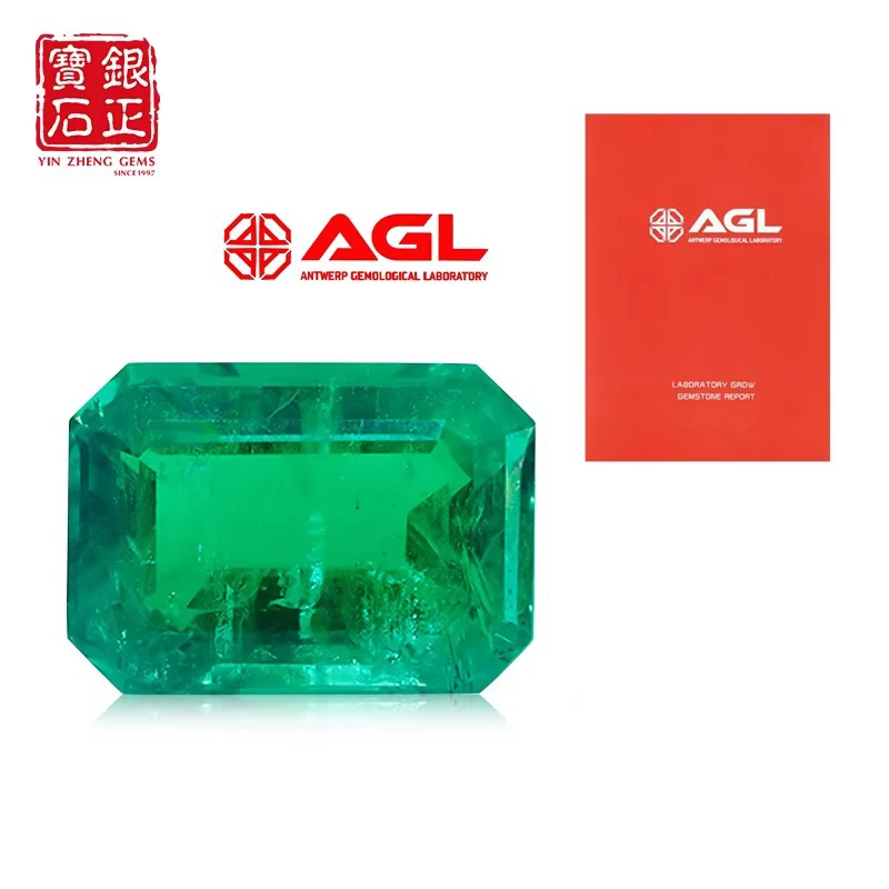 Émeraude colombienne cultivée en laboratoire, pierre précieuse hydrothermique, haute qualité, taillée à la main, avec certificat AGL pour la fabrication de bijoux DIY