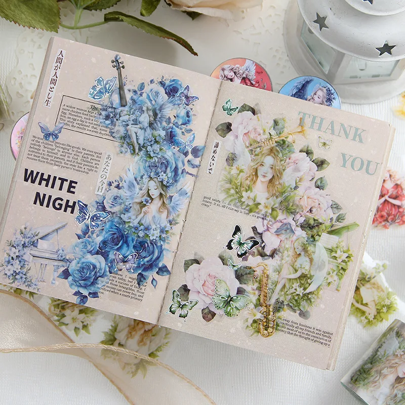 ملصقات شريطية من ميلوديك فيري لاند PET - لفة واشي ذات طابع مقطوع لتزيين المجلات والمخطط بنفسك