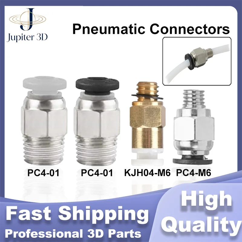 3D Printer Accessories PC4-M6 PC4-01 KJH04-M6 Pneumatic Connectors For PTFE Tube Coupler j-head Fittings Creality Ender 3 CR10