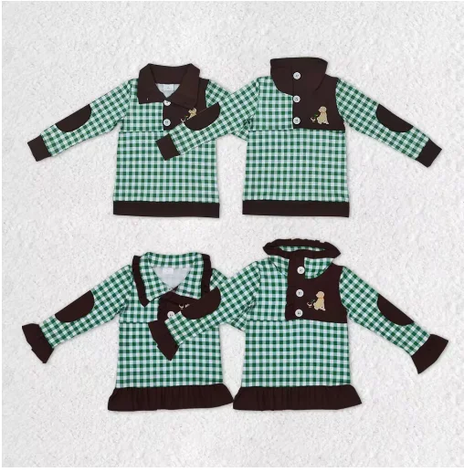 

Пальто для маленьких мальчиков и девочек, детская футболка с лацканами на молнии, детская футболка с вышивкой, пуловер с длинными рукавами для малышей, зеленая клетчатая рубашка