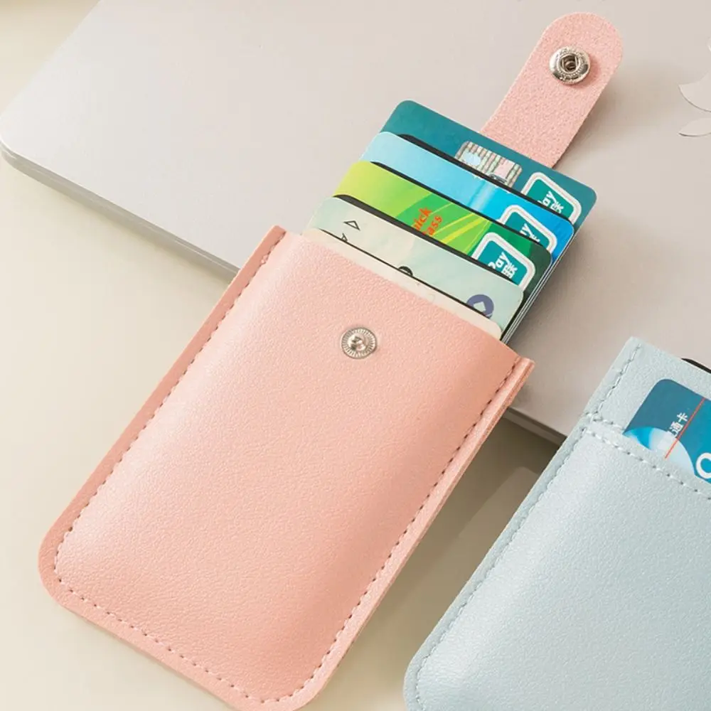 Creative Laminated Concealed Mini Card Wallet 5 Card Pockets PU Leather ID Card Holder Pull-out Type Business Card Case Women