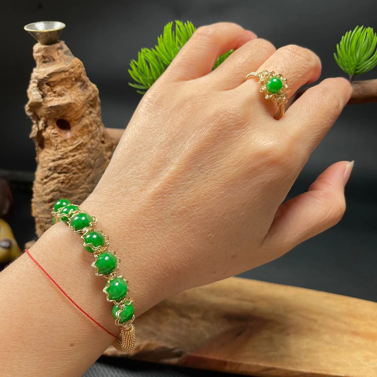 Natural Jade Beads Bracelet Real Jewelry Designer Gifts for Women Lucky Amulet Vintage Charm Ring Luxury Bangle