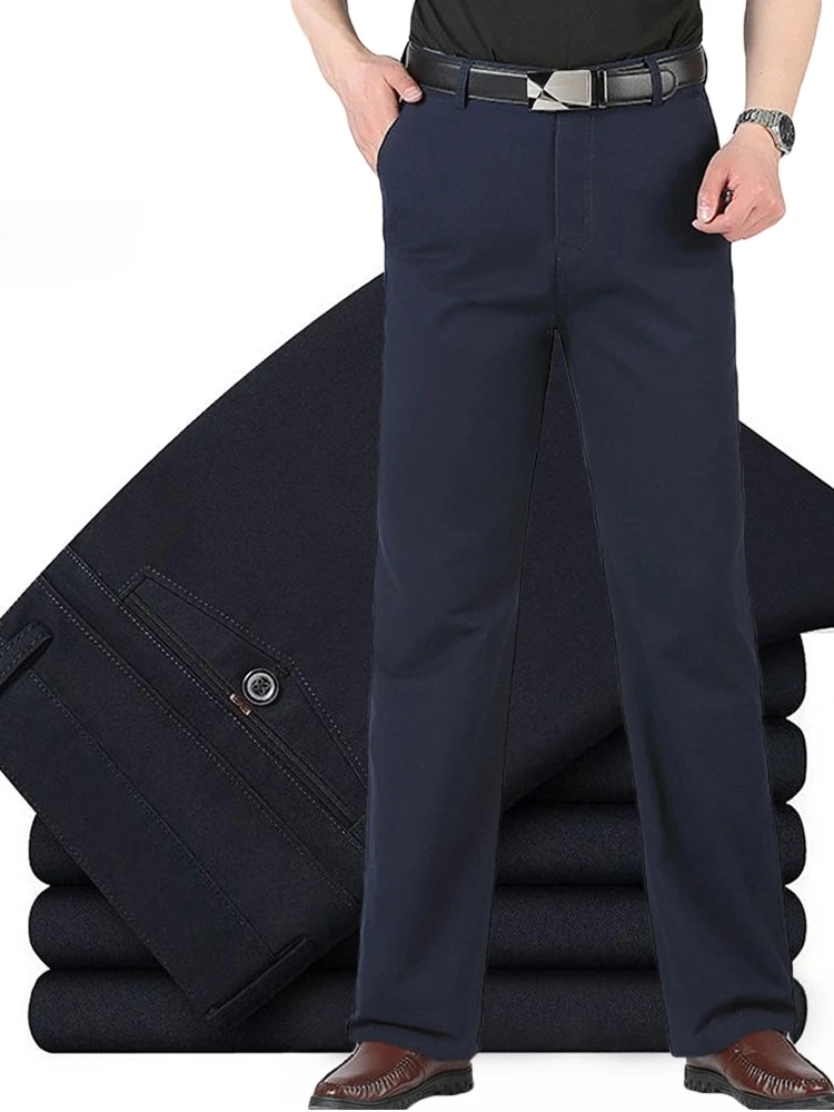

Autumn Men's Straight Casual Pants Solid Color Elastic Soft Business Office Classic Trousers Korean Formal Suit Pants