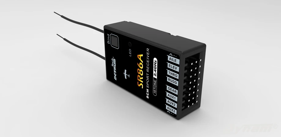 

Detrum SR86A 8CH stabilizer safety algorithm system receiver W/6-axis MEMS gyro chipset for fly wing, V-tail airplanes 3D plane