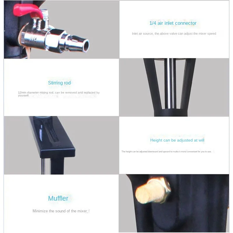 8844 5갤런 공압 믹서, 수동 산업용 틴트 접착제, 단계 없는 고속 조절