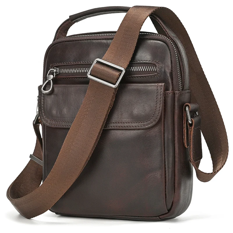 Luufan Nowa Modna Torba na Ramię ze Skóry Naturalnej dla Mężczyzn Mała Torba Kurierska Mini Podróżna Torba Crossbody Męska Torba z Klapką na Telefon