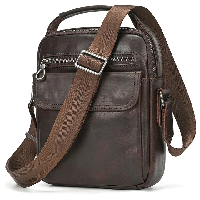Luufan Nowa Modna Torba na Ramię ze Skóry Naturalnej dla Mężczyzn Mała Torba Kurierska Mini Podróżna Torba Crossbody Męska Torba z Klapką na Telefon