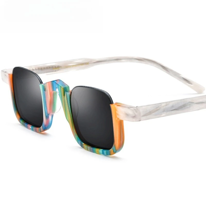 

Квадратные солнцезащитные очки с цветными блоками, нейлоновые очки унисекс в полуоправе для вождения