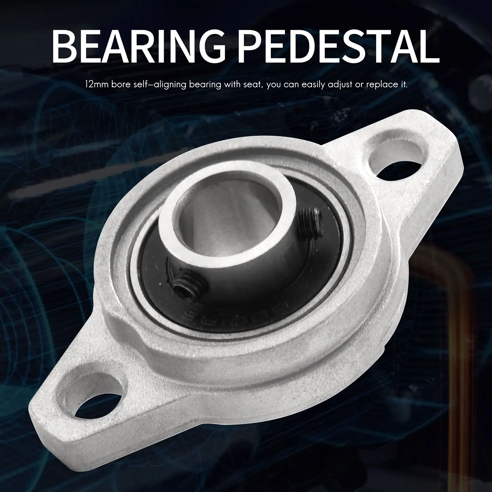 B50C 4Pcs KFL001 12Mm Zinc Alloy Self Aligning Pillow Block Flange Bearing Rhombic Bearing Housing